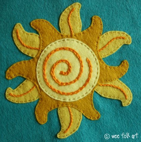 Wee Folk Art, Free Applique Patterns, Moon Quilt, Wee Folk, Applique Ideas, Wool Appliqué, Felt Embroidery, Wheel Of The Year, Penny Rugs