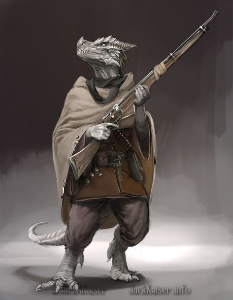 Dragonborn ranger D&d Fighter Gunslinger, Dnd Rifleman, Dnd Explorer, White Kobold, Dnd Gunslinger, Kobold Dnd, Dnd Kobold, Kobold D&d, Quick Sand