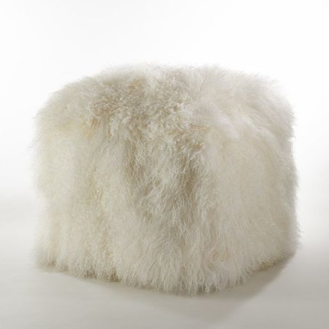 Mongolian Lamb Fur Pouf Ottoman Fur Stool, Ottoman Upholstery, Beach Rental, Rustic Fabric, Mongolian Lamb, Wrought Iron Patio Chairs, Plastic Adirondack Chairs, Old Chairs, Beacon Hill