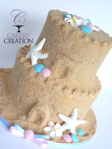 Sand Castle Cake, Sandcastle Cake, Sand Castle Cakes, Beach Baby Showers, Twins Cake, Sea Cakes, Beach Cakes, Castle Cake, Beach Themed Party