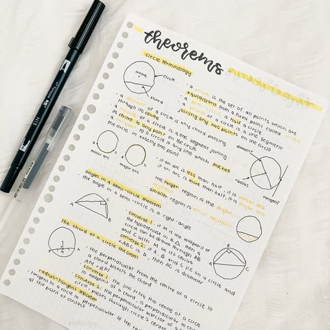 Circle Geometry Notes, Maths Circles Notes, Circle Theorems Notes, Geometry Study Notes, How To Study Geometry, Geometry Notes Aesthetic, Grade 9 Math Notes, Aesthetic Maths Notes, Geometry Theorems