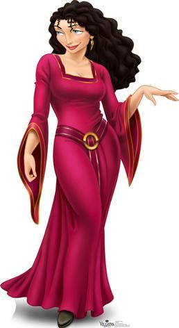 Mother Gothel is the main antagonist in Disney's 2010 animated feature film Tangled,Mother Gothel poses as Rapunzel's motherly figure, and is responsible for kidnapping and locking her in a tower when she was a baby. Though she is quite fond of the young princess, her refusal to communicate with Rapunzel along with her passive and demeaning comments toward her are anything but nurturing. Hot Villains, Tangled Mother Gothel, Cardboard Standee, Disney Princess Villains, Mother Gothel, Paint Pictures, Cardboard Standup, Rapunzel Disney, Character Costume