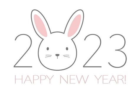 New Year's Drawings, The Year Of The Rabbit, Happy New Year Vector, Penguin Drawing, Chinese New Year Card, Rabbit Vector, Rabbit Crafts, Rabbit Drawing, Chinese New Year Crafts