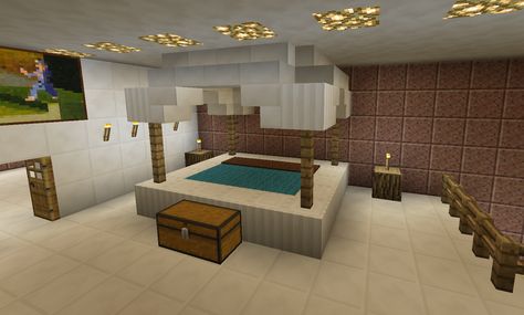 Minecraft Canopy Bed Minecraft Canopy, Minecraft Canopy Bed, Minecraft Castle Blueprints, Minecraft Bedding, Minecraft Bed, Minecraft Interior, Minecraft Bedroom, Minecraft Castle, Minecraft Buildings