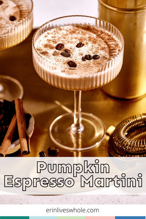 Celebrate autumn with the delicious fall flavors of this Pumpkin Espresso Martini. Made with classic ingredients like vodka and Kahlua, we're taking things up a notch by adding creamer, maple syrup, pumpkin, and more pumpkin! Pumpkin Espresso, Ranch Water Recipe, Strawberry Mint, Pumpkin Spice Syrup, Espresso Beans, Fall Flavors, Vegan Thanksgiving, Pumpkin Flavor, Perfect Cocktails