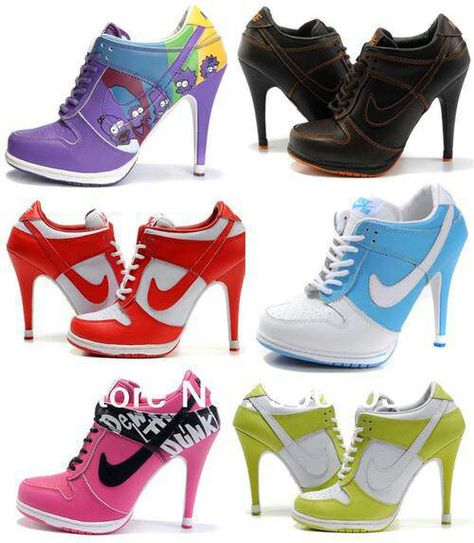 Nike heels, so cool! Bobbies Shoes, Nike High Heels, Teresa Oman, Nike Heels, High Heel Sneakers, Nike Shoes Cheap, Nike Air Jordans, Nike Free Shoes, Nike Shoes Outlet