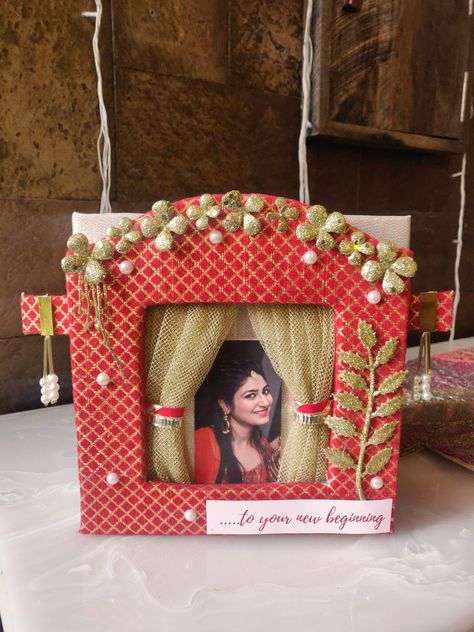 Customized photo albums for bride to be 💌 Making memories more rememberable ❤️ Diy Engagement Decorations, Haldi Kumkum, Engagement Themes, Wedding Couple Cartoon, Wedding Gift Hampers, Wedding Platters, Wedding Card Design Indian, Indian Wedding Favors, Trousseau Packing