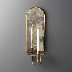 Dining Sconces, Wall Sconces Living Room, Antiqued Mirror, Sconces Living Room, Unique Candle Holders, Iron Wall Sconces, Modern Candle Holders, Modern Candles, Candle Mirror