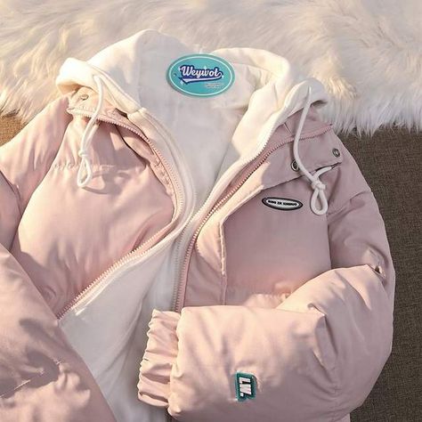 Womens Lovely Holiday Two Hooded Jacket Thick Winter Coat, Clothes Aesthetic Winter, Cute Winter Jackets, Couple Jacket, Harajuku Women, Pink Coat, Jacket Fashion, Cute Jackets, Cotton Coat