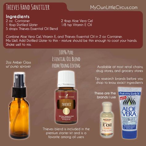 Diy Thieves, Hand Sanitizer Recipe, Thieves Hand Sanitizer, Natural Hand Sanitizer, Thieves Essential Oil, Diy Essentials, Diy Sprays, Young Living Oils, Diy Essential Oils