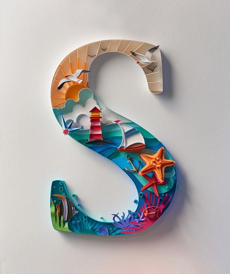 sabeena karnik on Behance 3d Tipografi, Quilling Letters, Arte Quilling, Paper Quilling Flowers, The Letter S, Cut Out Art, Paper Cutout Art, Desain Quilling, Paper Quilling Patterns