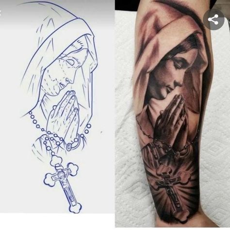 Geometric Tattoo Stencil, Arm Tattoos Drawing, Virgin Mary Tattoo, Mary Tattoo, Men Tattoos Arm Sleeve, Tattoo Outline Drawing, Religious Tattoo, Half Sleeve Tattoos For Guys, Jesus Tattoo