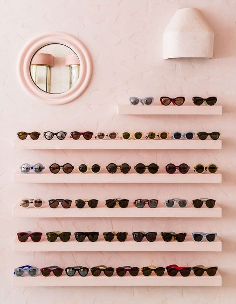 Tamsin Johnson, Lucy Folk, Display Visual Merchandising, Sunglasses Display, Sunglasses Storage, Boutique Interior, Store Interior, Retail Space, The Design Files