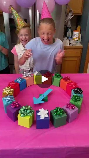 292K views · 7.1K reactions | Perfect Birthday Party game 🎉 Kids and family play spinner birthday present game with fun party prizes for | Family Play | Family Play · Original audio Diy Indoor Birthday Party Games, Birthday Gift Opening Games, Kids Prizes For Games, Birthday Games For Kids Indoor, Game Prizes For Kids, Spin The Wheel Game Ideas, Indoor Party Games For Kids, Indoor Party Games, Kids Prizes