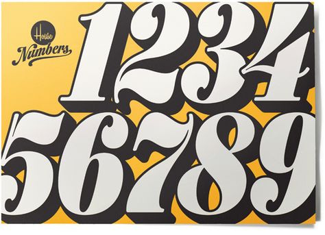 I find these retro numbers from the US type foundry House Industries very attractive. The font is called "Worthe" and it has only numerals. Retro Number Font, Numbers Typography, Sign Painting Lettering, Best Typography, Number Fonts, Typography Images, Posca Art, Pinstriping Designs, Graffiti Style Art