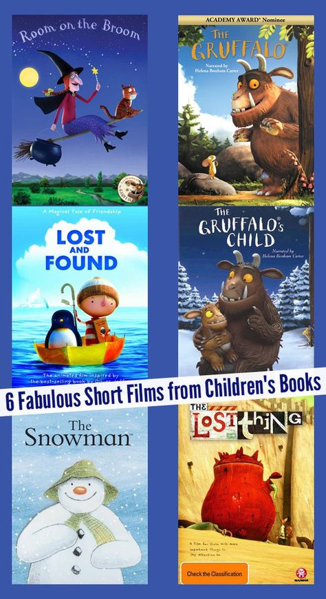 6 Fabulous Short Films from Favourite Children's Books. A fabulous selection for both preschoolers and elementary aged children. Short Movies For Kids, Educational Movies, Gruffalo's Child, Childcare Activities, Short Movies, Short Movie, Classroom Library, Kid Movies, Kids Story Books