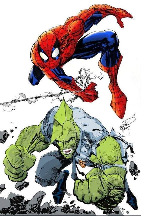 Spider-Man and Savage Dragon Art by Erik Larsen Amalgam Comics, Erik Larsen, Terror Art, Savage Dragon, Univers Marvel, Dc Comic, Comics Art, Image Comics, Amazing Spiderman