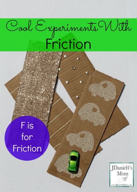 cool science experiment with friction for kids - f is for friction Science Experience, Cool Science, Cool Experiments, Preschool Science Activities, 4th Grade Science, Kid Experiments, Force And Motion, Science Activities For Kids, Cool Science Experiments