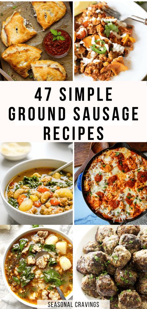 Looking for some delicious and easy dinner recipes? These ground sausage recipes are easy to make, tasty, and packed with flavor in every bite! Ideas For Sausage Dinners, Ground Sweet Sausage Recipes Dinners, Healthy Dinner Recipes With Ground Sausage, What To Make With Ground Sausage Dinners, Easy Meals With Ground Sausage, Things To Make With Ground Sausage, Recipes With Ground Chicken Sausage, Sausage Ground Recipes, Country Style Sausage Recipes