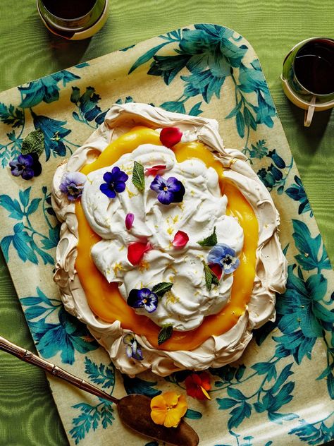 Brown Sugar Pavlova With Lemon Curd and Yogurt Whipped Cream Pavlova With Lemon Curd, Yogurt Whipped Cream, Whipped Yogurt, Food Insecurity, Simple Luxury, Seasonal Ingredients, How To Cook Eggs, Lemon Curd, High Protein Recipes