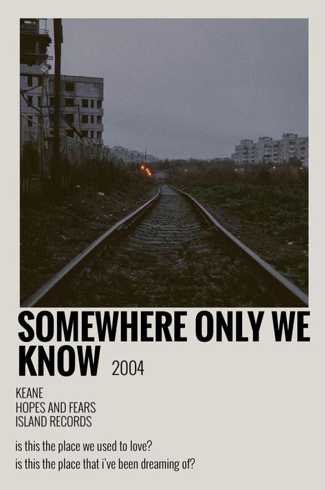 keane, somewhere only we know, polaroid poster Minimalist Music, Music Poster Ideas, Vintage Music Posters, Somewhere Only We Know, Music Collage, Music Poster Design, Music Album Covers, Poster Room, Picture Collage Wall