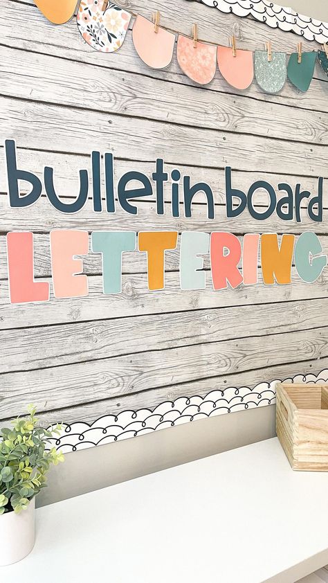 ✨DIY Bulletin Board Lettering Tutorial✨ After many requests, here is a step-by-step tutorial to create your own bulletin board lettering!… | Instagram Making Bulletin Board Letters, Bulletin Board Title Ideas, Student Portfolio Bulletin Board, Bulletin Boarders Diy, Bulletin Board Fonts Printable Letters, Bulletin Board Ideas For Teachers Boho, Canva Bulletin Board Letters, Diy Bulletin Border, Boho Back To School Bulletin Board