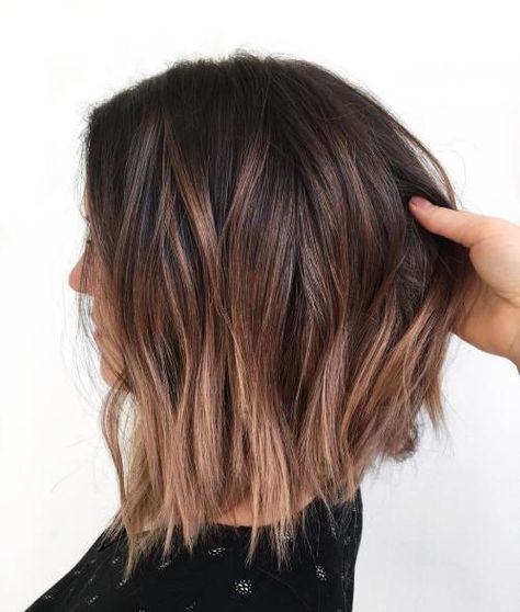 Lob with Brown Balayage Ombre Colored Bob, Black Haircut Styles, Blonde Ideas, Ombre Colour, Mom Hair, Short Ombre, Short Ombre Hair, Balayage Ombré, Choppy Bob Hairstyles