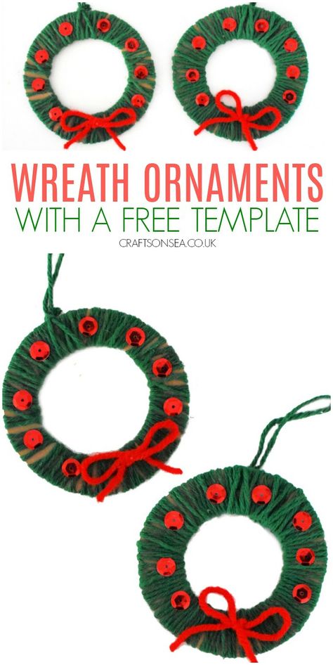 Yarn Wrapped Wreath Ornaments Christmas Activities Kids, Nursery Craft Ideas, Yarn Wrapped Wreath, Christmas Wreath Ornaments, Preschool Art Ideas, Ornaments Diy Kids, Yarns Ornaments, Christmas Art For Kids, Preschool Crafts Fall