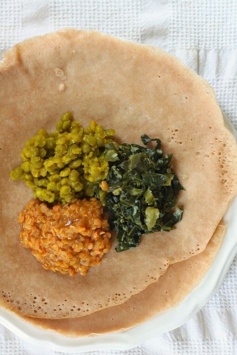 Jenessa's Dinners: Vegan Ethiopian Trio with Quick Injera Vegan Ethiopian Recipes, African Bites, Vegan African Recipes, Ethiopian Recipes, Ethiopian Cuisine, Cultural Food, International Dishes, Bathroom Scales, Ethiopian Food