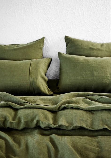 Bedding Styling, Adult Bedding, Green Sheets, Indigo Linen, New Bedding, Gingham Linen, Dreams Beds, White Sheets, Green Quilt