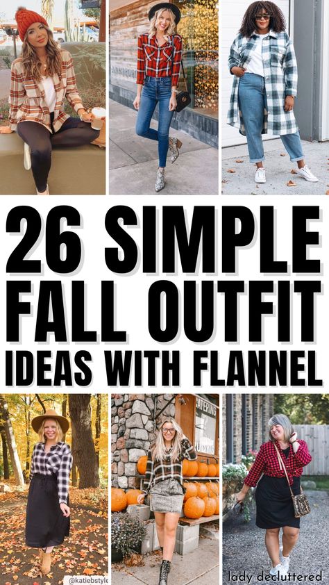 26 Simple Fall Outfit Ideas with Flannel Flannel Shirt Outfit Women Fall, Womens Fall Flannel Outfits, Woman’s Flannel Outfit, Fall Outfit With Flannel, Outfits With Flannel Shirts For Women, Fall Apparel For Women, Fall Outfits 2023 Flannel, Flannel Shirts Women Outfits Fall, Flannel Shirt Outfit Fall