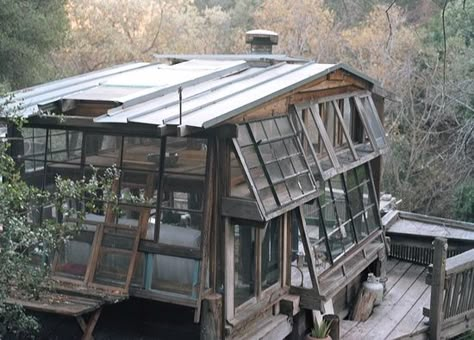 Recycled Windows, Shanty Town, Lots Of Windows, Small Homes, Cabins And Cottages, Wooden House, Greenhouses, Cabins In The Woods, Little Houses