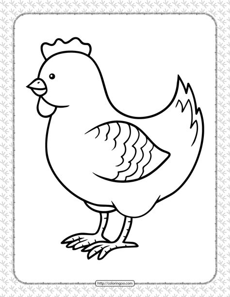 Printable Cartoon Chicken Coloring Book Chicken Printable, Chicken Coloring Pages, Chicken Coloring, Kindergarten Coloring Pages, Cartoon Chicken, Printable Pictures, Colouring Printables, Cute Chickens, Easy Coloring Pages