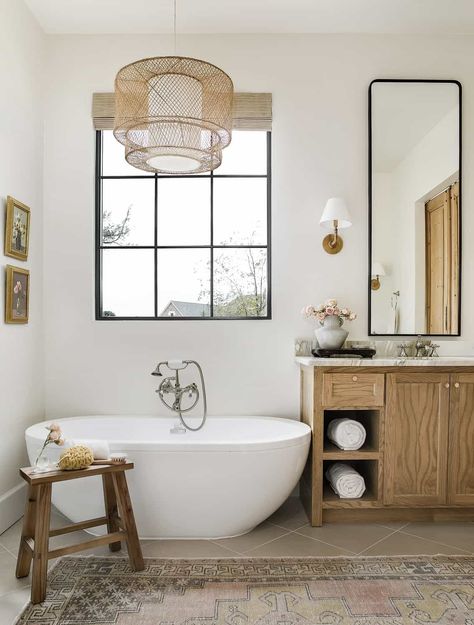 Kelsey Leigh Design Co, Kelsey Leigh Design, Neutral Bathroom Decor, Beige Cabinets, Modern Remodel, Timeless Interiors, Boho Chic Bedroom, Ranch Style Home, Organic Modern Decor