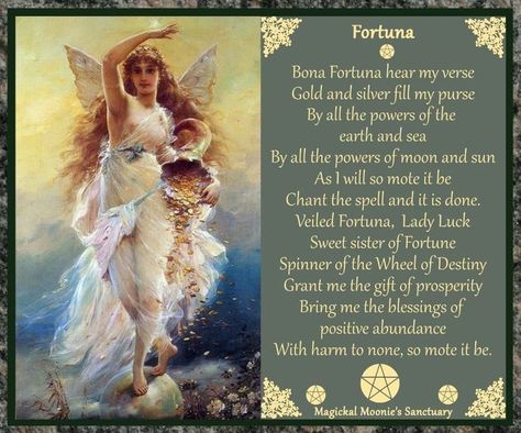 Spell/Prayer to Goddess Fortuna Goddess Magick, Good Luck Spells, Pagan Spirituality, Pagan Goddess, Roman Gods, Healing Spells, Magick Spells, Roman Goddess, Baby Witch