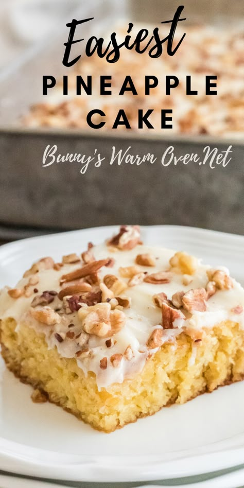 Crushed Pineapple Cake, Easy Pineapple Cake, Pineapple Cake Recipe, Baking Nuts, Pineapple Desserts, Fruity Cake, Dessert Cup, Light Desserts, Pineapple Cake