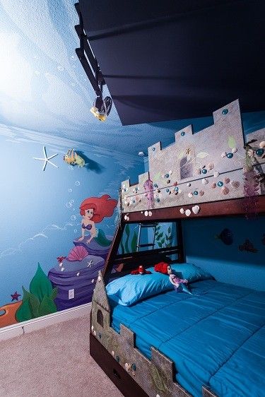 Sea Life Bedroom, Sea Theme Bedrooms, Ariel Bedroom, Little Mermaid Bedroom, Underwater Bedroom, Sea Bedrooms, Disney Themed Rooms, Ocean Themed Bedroom, Theme Bedrooms