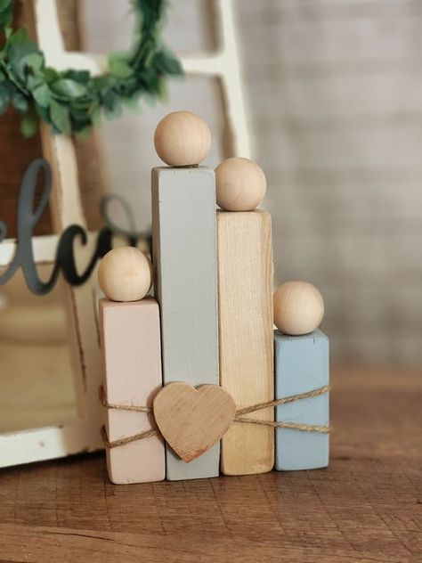 Custom Block Family - Etsy Christmas craft ideas #christmascraftideas Christmas craft idea #christmascraftidea #christmas #craft #idea merry christmas #merrychristmas 14.339 Wood Block Family Diy, Wood Block People, Wooden Block Family, Kids Furniture Diy, Wooden Blocks Diy, Barnwood Crafts, Block Family, Diy Wood Crafts, Wooden Family