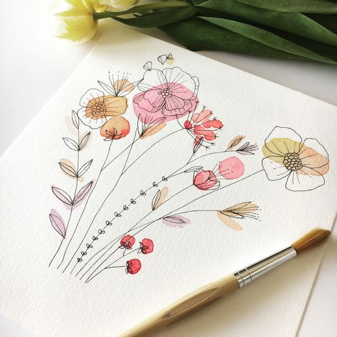 Line Art Flowers, Learn Watercolor Painting, Watercolor Blog, Drawing Flowers, Loose Watercolor, Watercolor Flower Art, Watercolor Art Lessons, Botanical Watercolor, Watercolor Illustrations