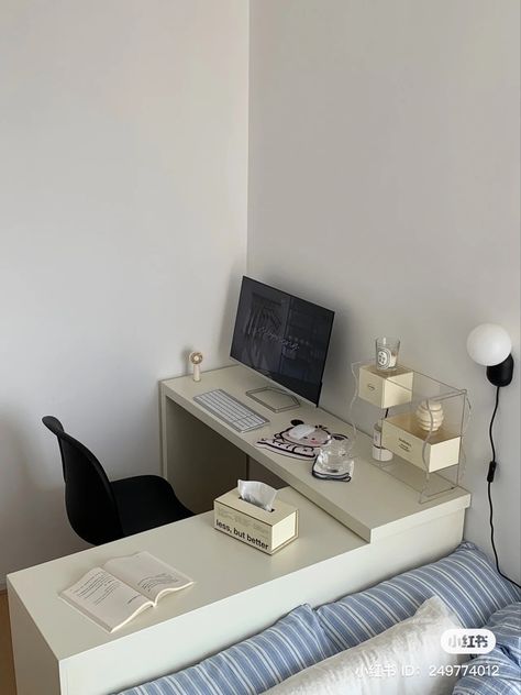 Student Room, White Desk, Room Redesign, Minimalist Room, Aesthetic Rooms, Room Design Bedroom, Dream Room Inspiration, Bedroom Layouts, Room Makeover Inspiration