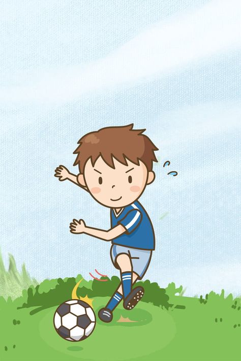 Football Cartoon Drawing, Kids Playing Football, Soccer Wallpaper, Soccer Backgrounds, Goals Football, Football Background, World Cup Football, Football Drawing, Training Football