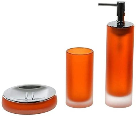 Gedy TI280-67 Tiglio Satin Glass Bathroom, Orange Orange Bathroom Accessories, Bathroom Orange, Deco Orange, Orange Bathroom, Orange Bathrooms, Copper Diy, Orange House, Bathroom Accessory Sets, Glass Bathroom