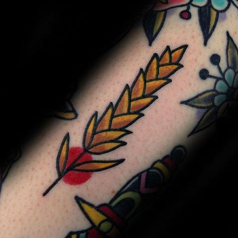 50 Wheat Tattoo Designs For Men - Cool Crop Ink Ideas Tattoo Wheat, Traditional Tattoo Filler, Wheat Tattoo, Small Traditional Tattoo, Neotraditional Tattoo, Tattoo Filler, Traditional Tattoo Sleeve, Old School Tattoo Designs, Tattoo Designs For Men