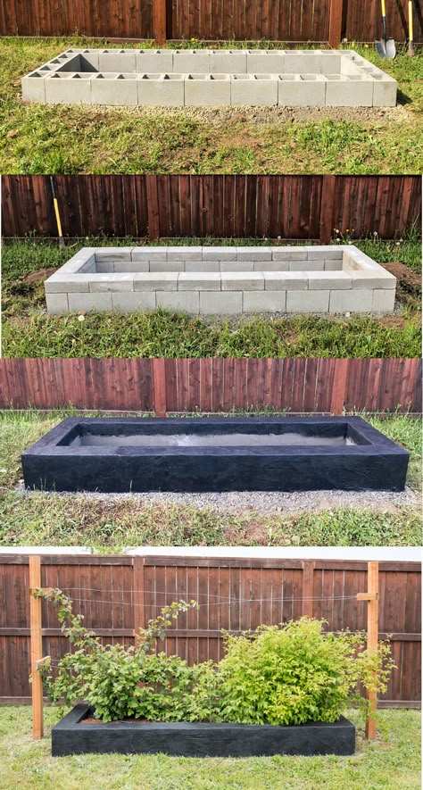 Cement Garden Beds, Cinder Block Garden, Cement Garden, Diy Cement, Backyard Oasis Ideas, Garden Deco, Backyard Makeover, Backyard Patio Designs, Backyard Oasis