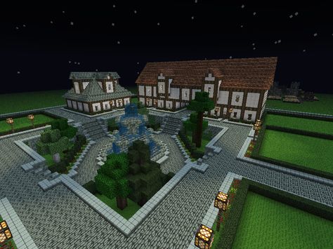 Town center - Screenshots - Show Your Creation - Minecraft Forum ... Minecraft Fountain, Minecraft Town, Minecraft Mansion, Minecraft Structures, Diy Minecraft, Minecraft City, Minecraft Plans, Minecraft Tips, Minecraft Construction