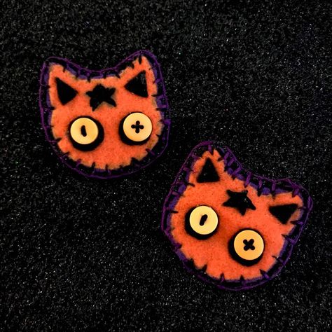 Halloween Patches, Black Mystic, Orange Star, Spooky Cat, Halloween Goth, Cat Patch, Punk Patches, Cute Sewing Projects, Rave Accessories