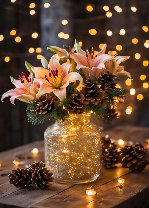 25 Elegant Winter Floral Arrangements for a Festive Home 19 Winter Flowers Bouquet, New Years Flower Arrangements, Winter Flowers Aesthetic, New Years Flowers, Winter Mantel Decor, Holiday Flower Arrangements, New Year Day, Red Dogwood, Winter Mantels