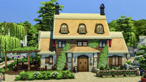 Sims 4 Henford-on-bagley Build, Henford On Bagley House, Sims 4 Henford-on-bagley, Henford On Bagley House Sims 4, Sims 4 Henford-on-bagley House, Henford On Bagley, Old English Pub, Sims Lots, House Reference