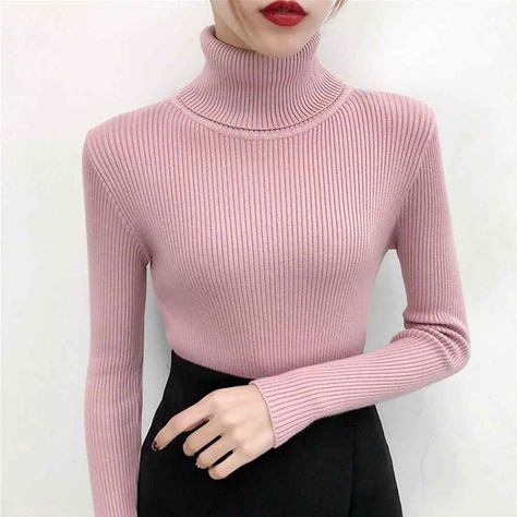 Turtle Neck Fits, Turtleneck Outfit, Knitted Polo, Long Sleeve Coat, Coat For Women, Ladies Turtleneck Sweaters, Dress Aesthetic, Long Sleeves Coats, Polo Neck