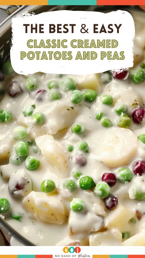 Creamed Peas And New Potatoes Recipe, Cream Potatoes And Peas Recipe, Potato And Pea Chowder, Creamed Peas And Potatoes Crock Pot, Peas And Mashed Potatoes, New Peas And Potatoes, Peas Potatoes Recipe, Creamy Peas And Potatoes, Creamed Peas And New Potatoes